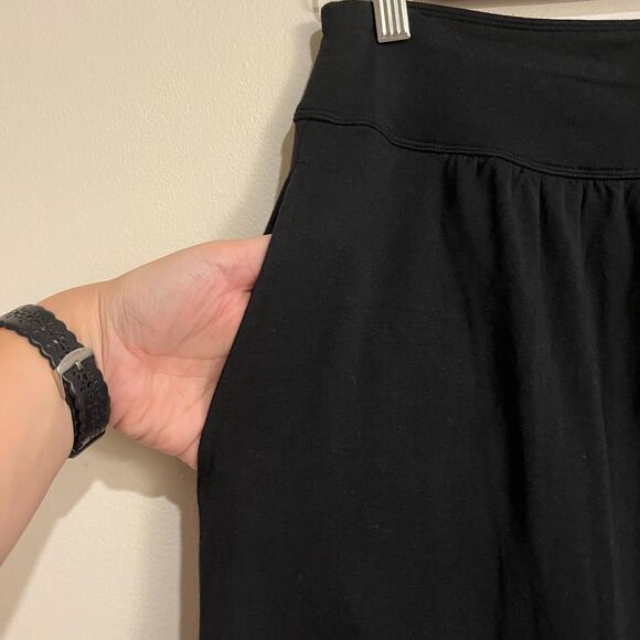 Athleta Maxi Skirt Black Drape Wrap Front Strech Pull On Comfort Modest Small - Picture 4 of 6